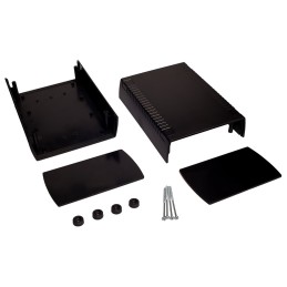 1 pcs - RS PRO Black ABS Enclosure, IP53, IK06, Black Lid, 185.5 x 136 x 80mm