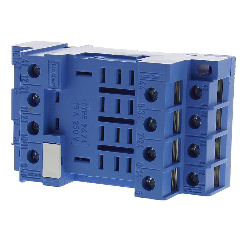 1 pcs - Finder 96 250V ac DIN Rail Relay Socket, for use with 56.34 Series Relay