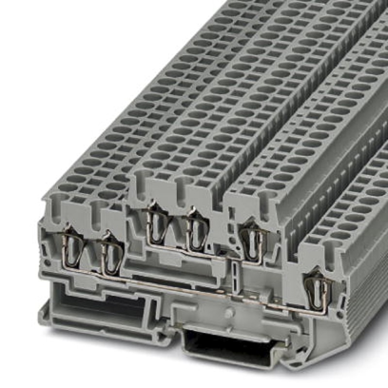 5 pcs - Phoenix Contact STTB 2.5-TWIN Series Grey DIN Rail Terminal Block, Double-Level, Spring Clamp Termination