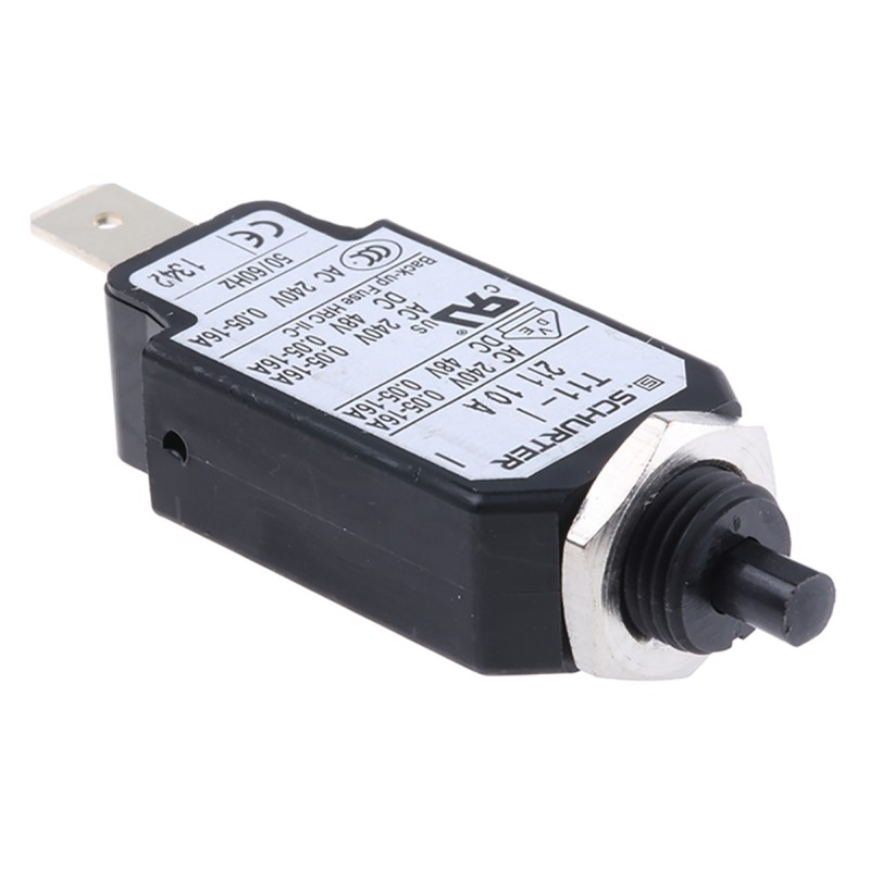 1 pcs - Schurter Thermal Circuit Breaker - T11 Single Pole 240V ac Voltage Rating, 10A Current Rating