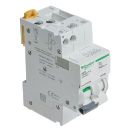 1 pcs - Schneider Electric RCBO, 10A Current Rating, 1P Poles, 30mA Trip Sensitivity, Type C, Acti9 Range