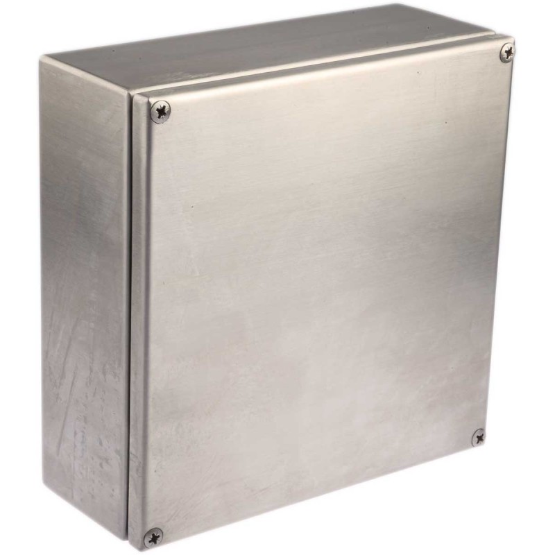 1 pcs - RS PRO Unpainted Stainless Steel Terminal Box, IP66, 200 x 200 x 80mm