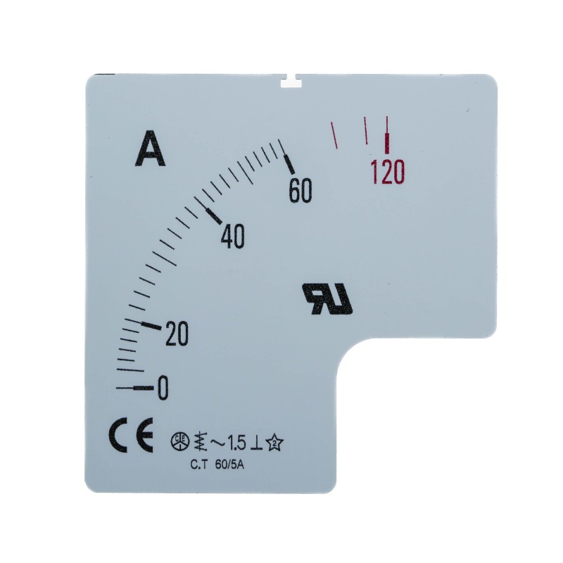 1 pcs - RS PRO 60A Meter Scale For Use With 72 x 72 Analogue Panel Ammeter