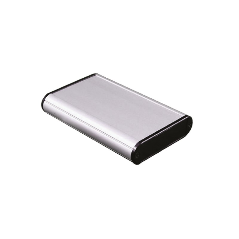 1 pcs - Hammond 1455 Series Silver Anodised Aluminium Enclosure, IP54, Black Lid, 101 x 72 x 19mm