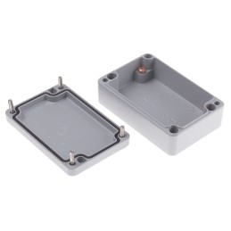 1 pcs - RS PRO Grey Die Cast Aluminium Enclosure, IP66, Grey Lid, 98 x 64 x 34mm