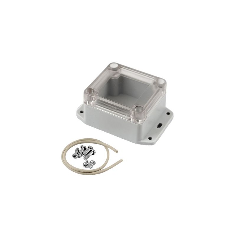 1 pcs - Hammond RP Series Light Grey Polycarbonate General Purpose Enclosure, IP65, Flanged, Clear Lid, 65 x 60 x 40mm