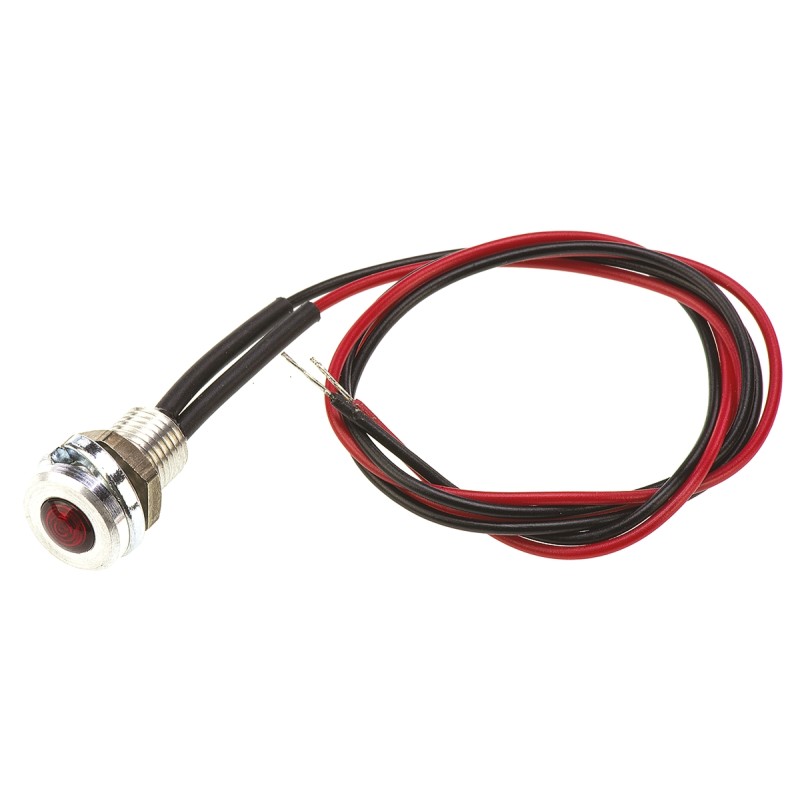 1 pcs - Oxley Red Panel Mount Indicator, 24V ac, 6.4mm Mounting Hole Size, Lead Wires Termination, IP66