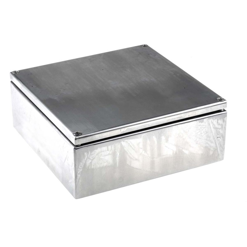 1 pcs - RS PRO Unpainted Stainless Steel Terminal Box, IP66, 200 x 200 x 80mm