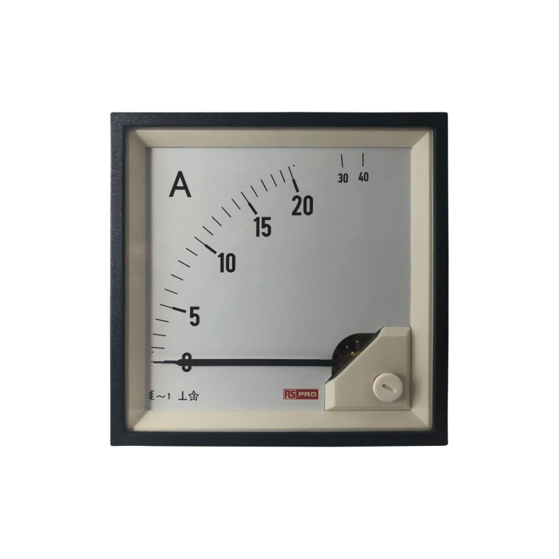 1 pcs - RS PRO Analogue Panel Ammeter 40 (Input)A AC, 92mm x 92mm, 1 % Moving Iron