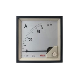 1 pcs - RS PRO Analogue Panel Ammeter 10 (Input) A, 100 (Scle) A, 50/5 (CT) A AC, 92mm x 92mm, 1 % Moving Iron