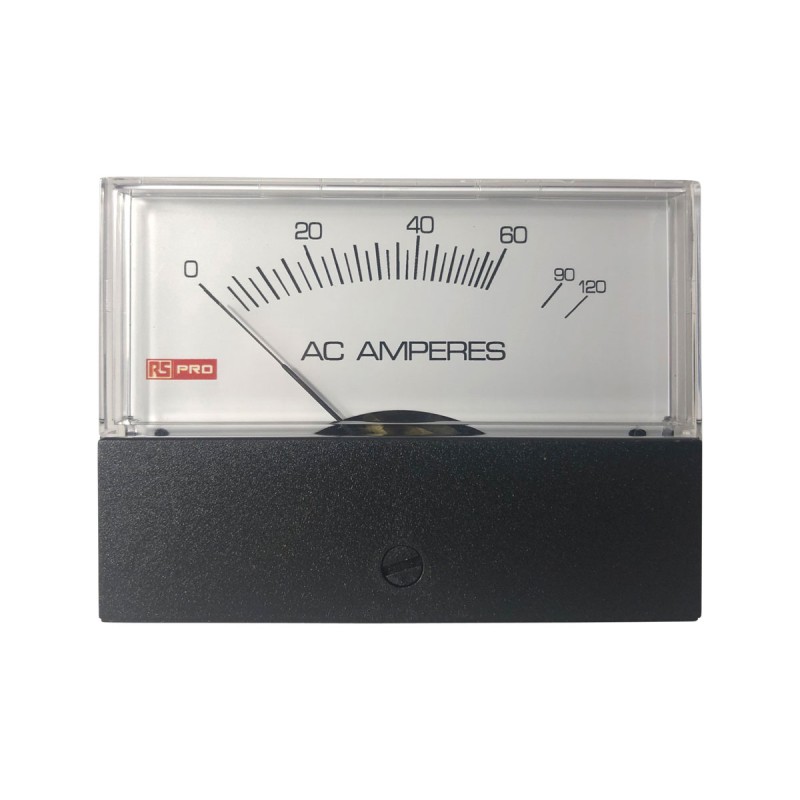 1 pcs - RS PRO Analogue Panel Ammeter 10 (Input) A, 120 (Scale) A AC, 76mm x 74mm, ±1.5 %