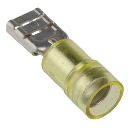 100 pcs - RS PRO Yellow Insulated Female Spade Connector, Receptacle, 0.8 x 6.35mm Tab Size, 4mm² to 6mm²