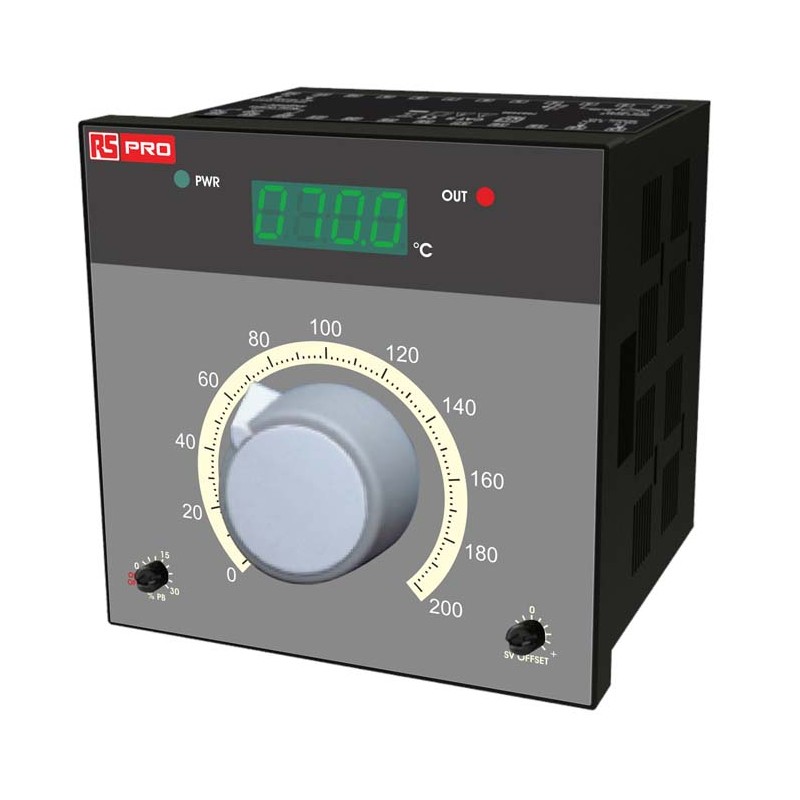 1 pcs - RS PRO On/Off Temperature Controller, 96mm 1 Input, 2 Output Analogue Relay, 230 V ac Supply Voltage