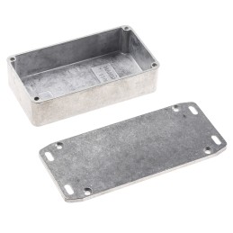 1 pcs - Hammond 1590 Series Natural Die Cast Aluminium Enclosure, IP54, Flanged, Natural Lid, 111.5 x 59.5 x 27mm
