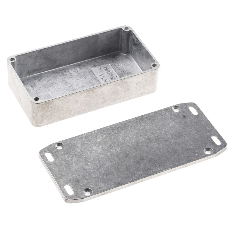 1 pcs - Hammond 1590 Series Natural Die Cast Aluminium Enclosure, IP54, Flanged, Natural Lid, 111.5 x 59.5 x 27mm