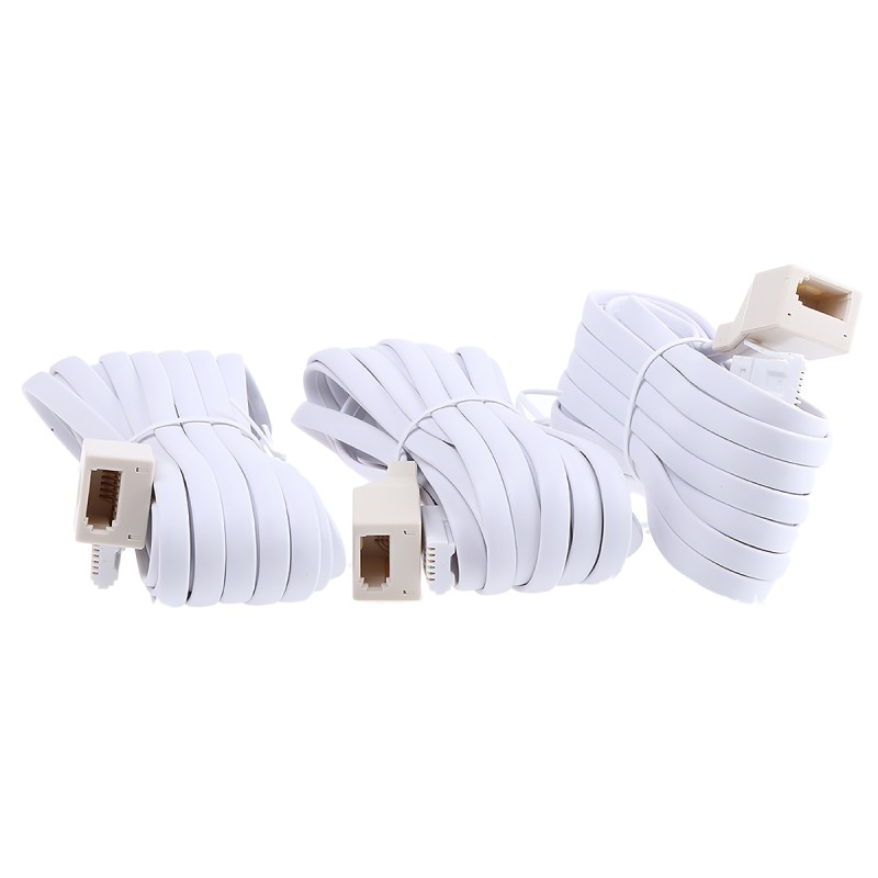 3 pcs - RS PRO Female BT to Male BT Telephone Extension Cable, White Sheath, 5m