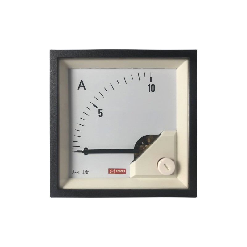 1 pcs - RS PRO Analogue Panel Ammeter 10 (Input)A AC, 68mm x 68mm, 1 % Moving Iron