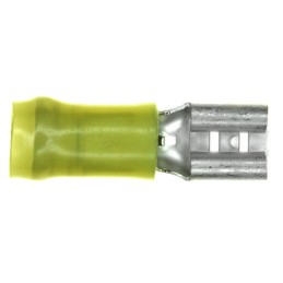 500 pcs - TE Connectivity PIDG FASTON .250 Yellow Insulated Female Spade Connector, Receptacle, 0.3 x 0.032in Tab Size, 3mm² to