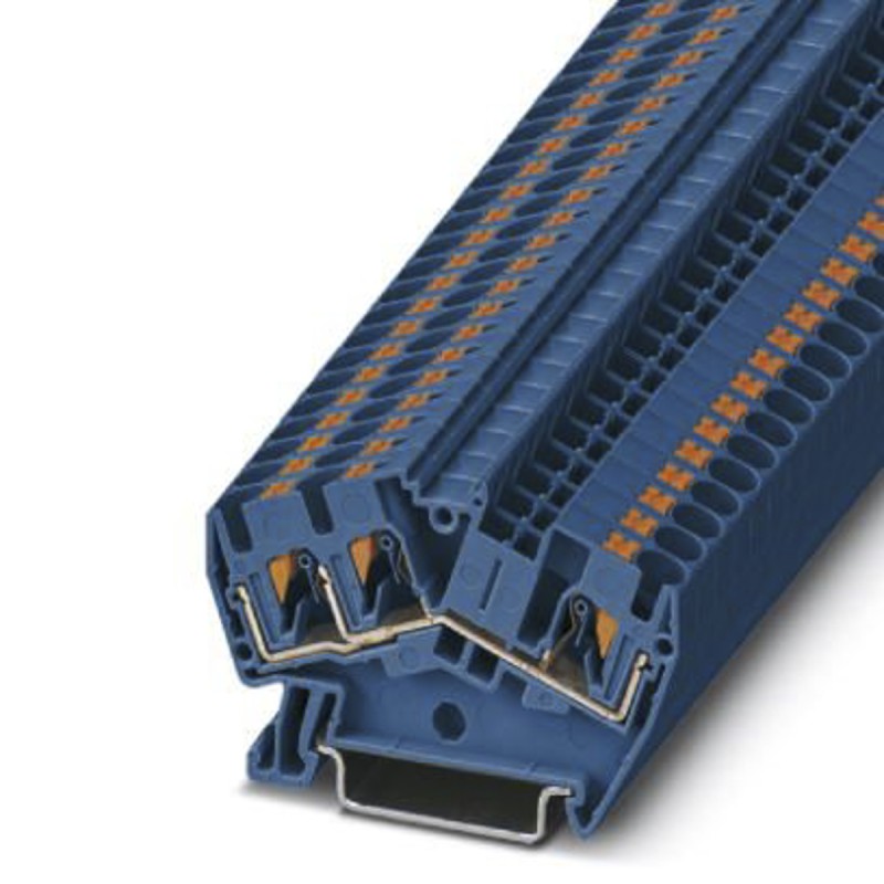 5 pcs - Phoenix Contact PTS 4-TWIN BU Series Feed Through Terminal Block, Push In Termination