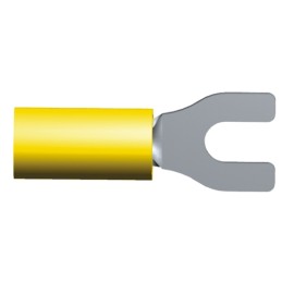 500 pcs - TE Connectivity, PIDG Insulated Crimp Spade Connector, 2.6mm² to 6.6mm², 12AWG to 10AWG, M4 Stud Size Nylon, Yellow