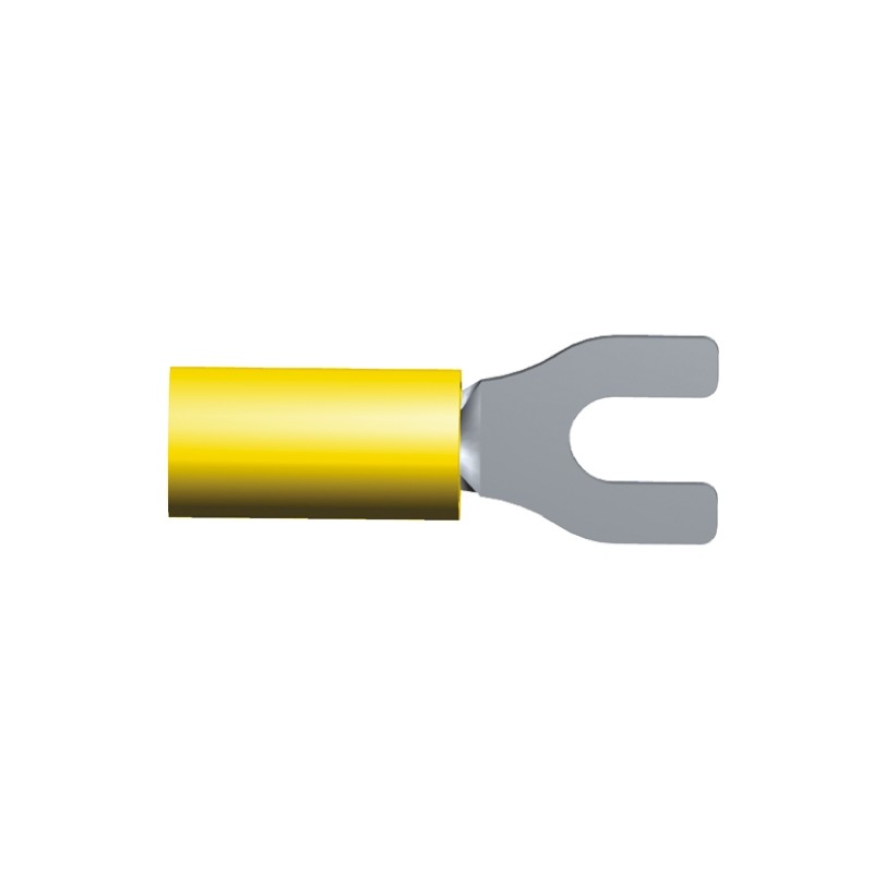 500 pcs - TE Connectivity, PIDG Insulated Crimp Spade Connector, 2.6mm² to 6.6mm², 12AWG to 10AWG, M4 Stud Size Nylon, Yellow