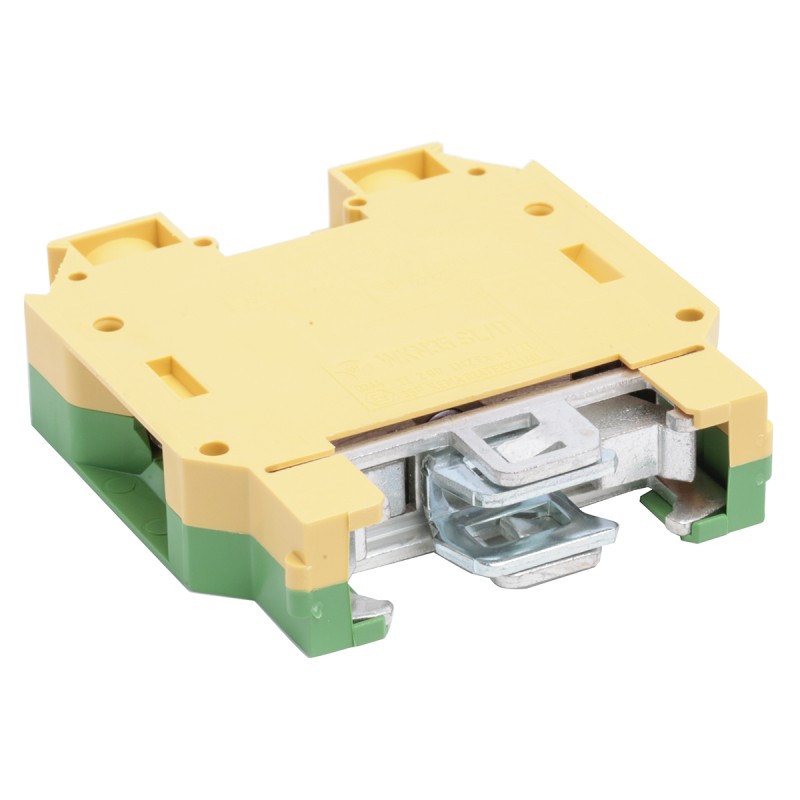 1 pcs - RS PRO 2-Way Earth Terminal Block, 35mm², 10 - 2 AWG Wire, Screw Down, Nylon Housing