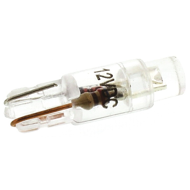 5 pcs - JKL Components White LED Indicator Lamp, 12V dc, Wedge Base, 4.5mm Diameter