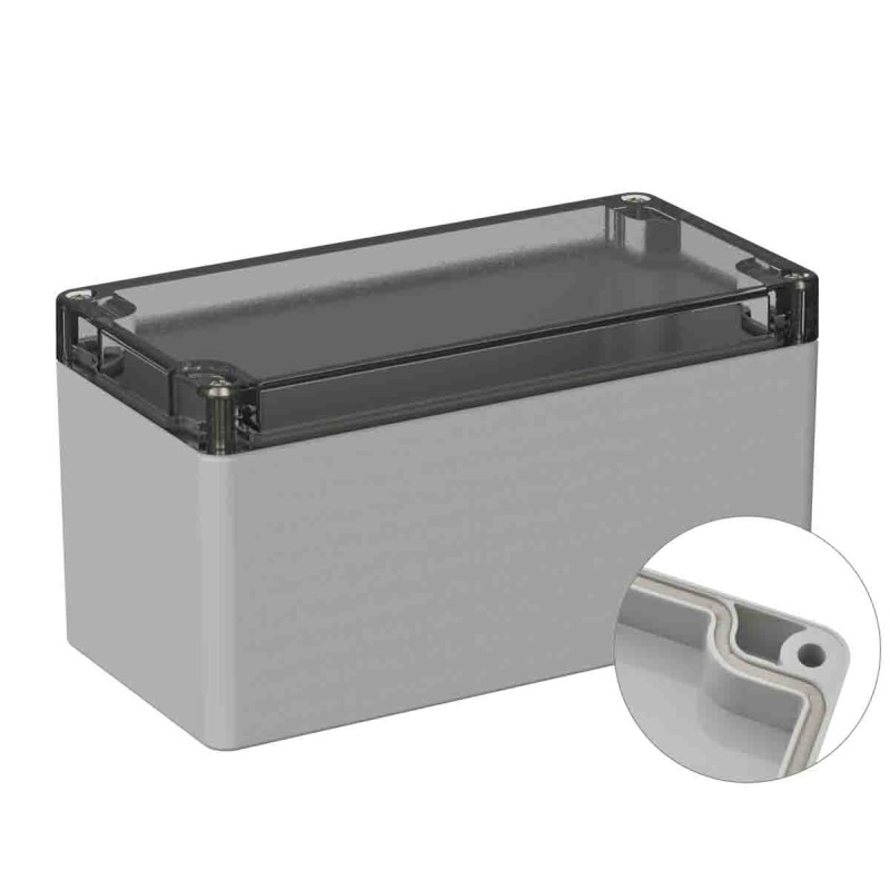 1 pcs - RS PRO Grey Polycarbonate General Purpose Enclosure, IP66, IK07, Clear Lid, 80 x 160 x 85mm
