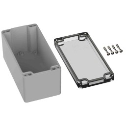 1 pcs - RS PRO Grey Polycarbonate General Purpose Enclosure, IP66, IK07, Clear Lid, 80 x 160 x 85mm