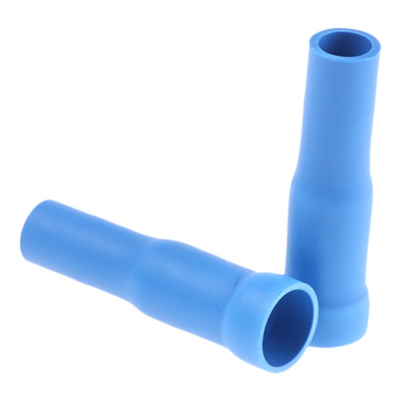 100 pcs - JST, CVDAGF Insulated Female Crimp Bullet Connector, 1mm² to 2.6mm², 16AWG to 14AWG, 4mm Bullet diameter, Blue