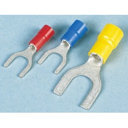 100 pcs - JST, FVWS1.25 Insulated Crimp Spade Connector, 0.2mm² to 1.65mm², 22AWG to 16AWG, M4 (8) Stud Size Vinyl, Red