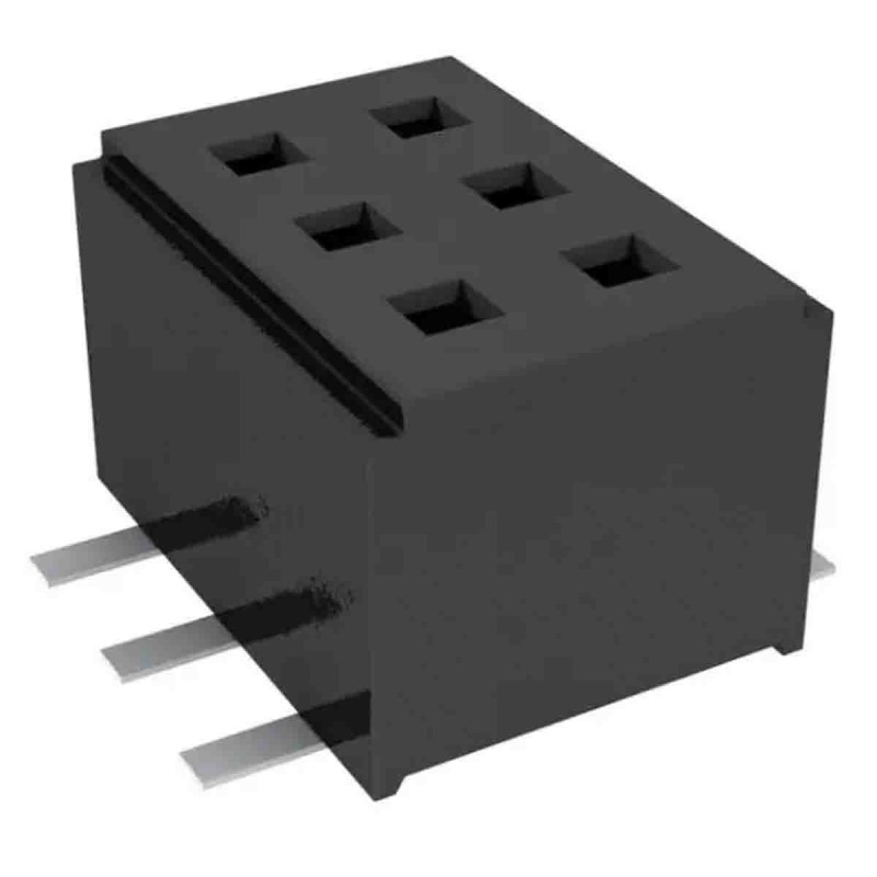 5 pcs - Samtec CLM Series Vertical Surface Mount PCB Socket, 3-Contact, 2-Row, 1mm Pitch, Press-In Termination