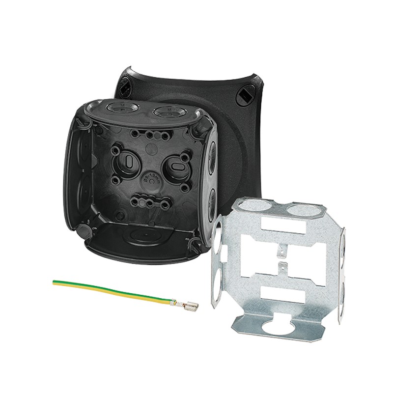 1 pcs - HENSEL DK Series Black Polypropylene Terminal Box, IP66, 0 Terminals, 62 x 93 x 93mm
