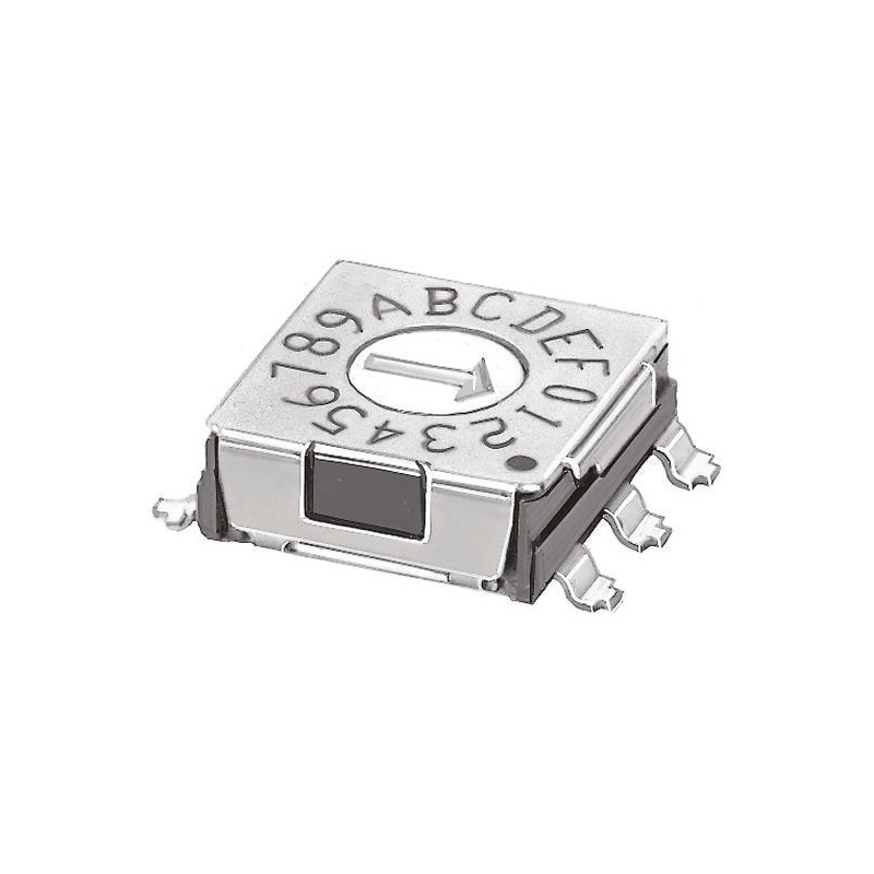 1 pcs - KNITTER-SWITCH 16 Way Surface Mount DIP Switch, Rotary Flush Actuator