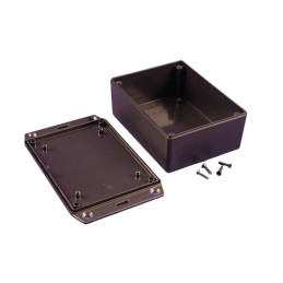 1 pcs - Hammond 1591 Series Black ABS Enclosure, IP54, Flanged, Black Lid, 122.5 x 95.9 x 35.3mm