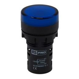 5 pcs - RS PRO, Panel Mount Blue LED Pilot Light, 22mm Cutout, IP65, Round, 24V ac/dc