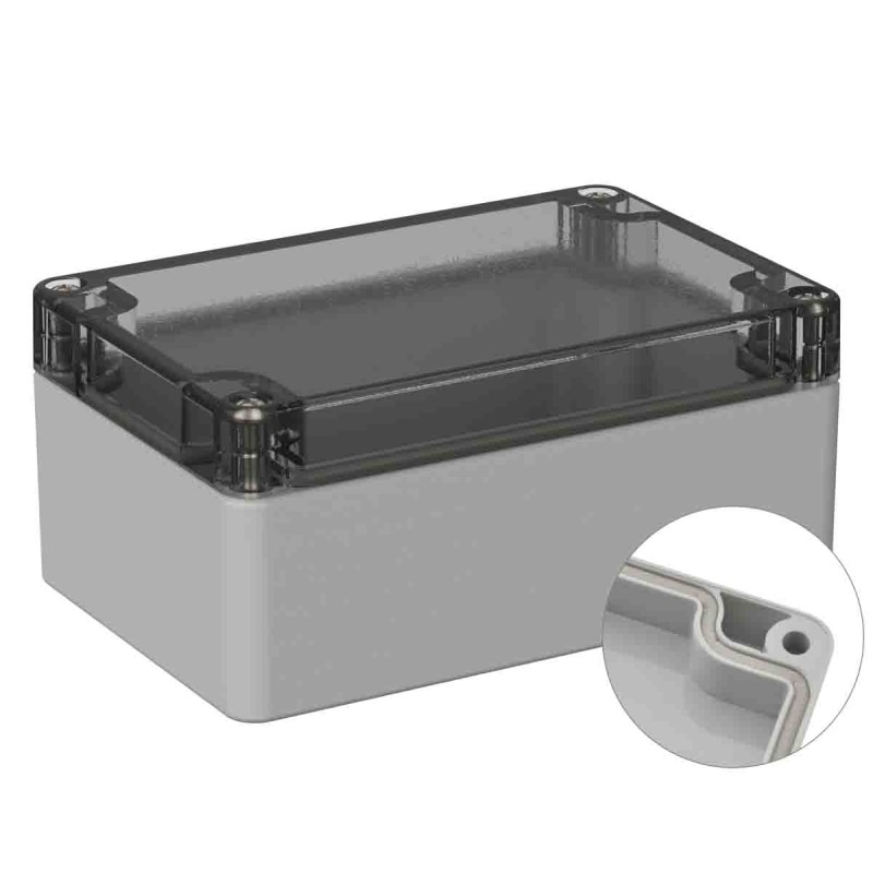1 pcs - RS PRO Grey Polycarbonate General Purpose Enclosure, IP66, IK07, Clear Lid, 80 x 120 x 55mm