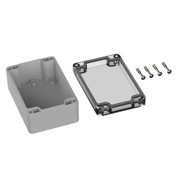 1 pcs - RS PRO Grey Polycarbonate General Purpose Enclosure, IP66, IK07, Clear Lid, 80 x 120 x 55mm