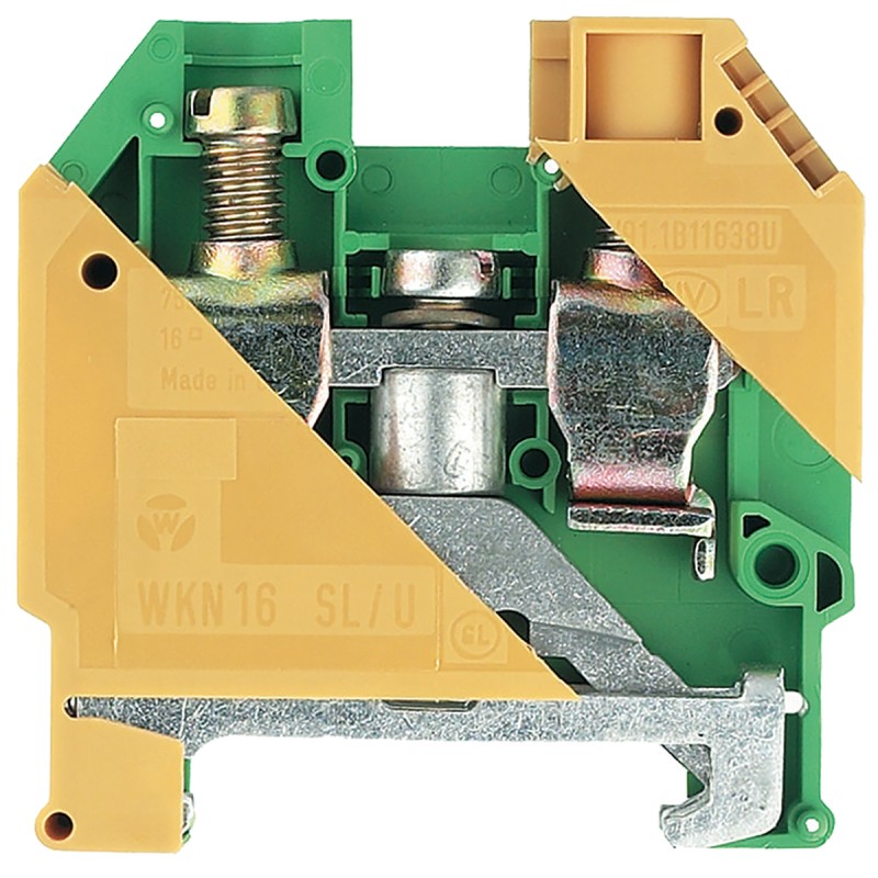 1 pcs - RS PRO 2-Way Earth Terminal Block, 16mm², 14 - 4 AWG Wire, Screw Down, Nylon Housing