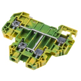 1 pcs - RS PRO Green, Yellow Earth Terminal Block, Double-Level, Screw Termination