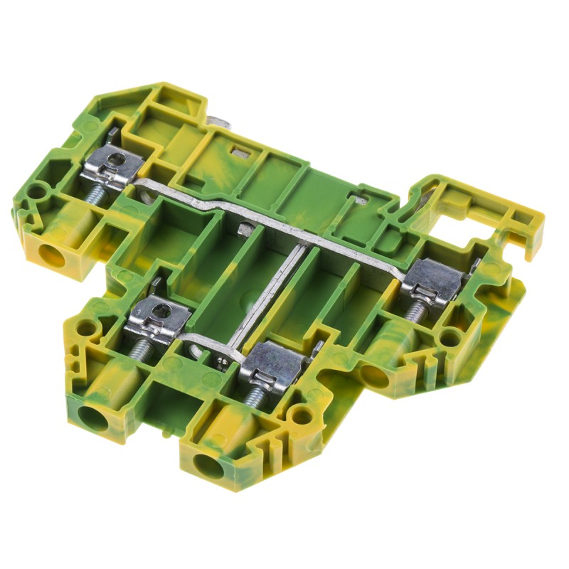 1 pcs - RS PRO Green, Yellow Earth Terminal Block, Double-Level, Screw Termination