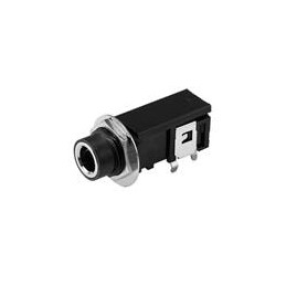 1 pcs : SJ-63063B - Phone Connectors audio jack, 6.35 mm, horizontal, 3 conductor, through hole, 1 switch, w/ nut