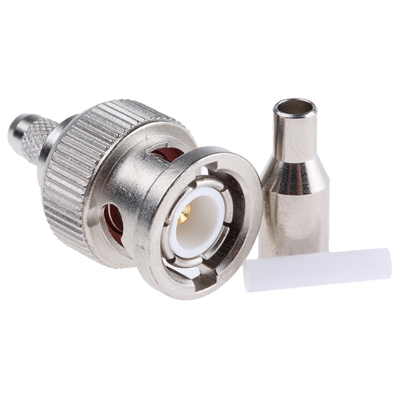 5 pcs - Telegartner, Plug Cable Mount BNC Connector, 50Ω, Crimp Termination, Straight Body