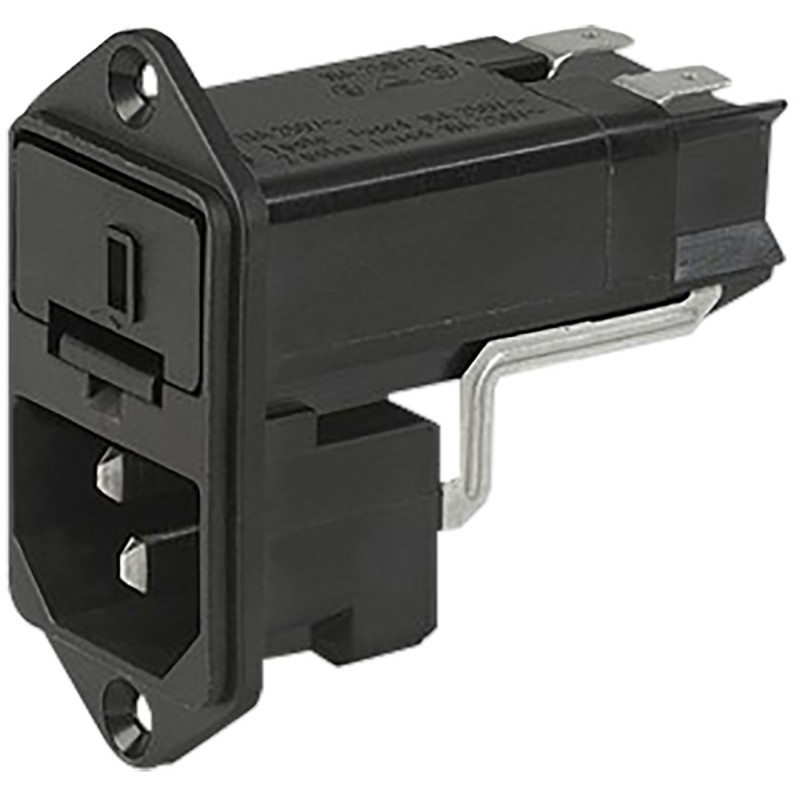 1 pcs - Schurter C14 Panel Mount IEC Connector Male, 10A, 125 V, 250 V, Fuse Size 6.3 x 32mm