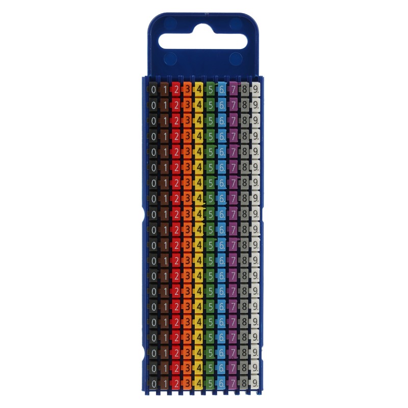 1 Bag of 200 - HellermannTyton WIC2 Snap On Cable Markers, assorted colours, Pre-printed '0 - 9', 2.8 - 3.8mm Cable, for