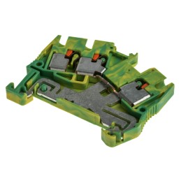 5 pcs - Phoenix Contact 3-Way PTS 2.5-TWIN-PE Earth Terminal Block, 26 - 12 AWG Wire, Push In, Polyamide Housing