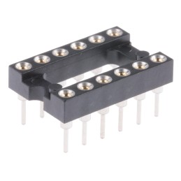 5 pcs - Preci-Dip 2.54mm Pitch Vertical 12 Way, Through Hole Turned Pin Open Frame IC Dip Socket, 1A