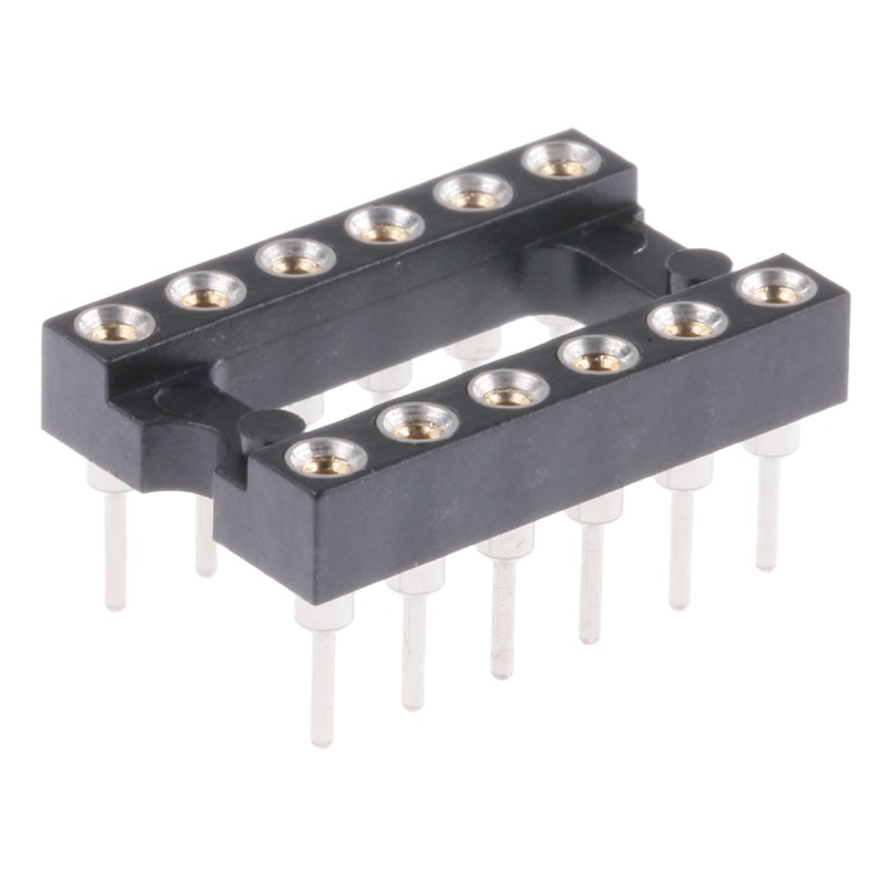 5 pcs - Preci-Dip 2.54mm Pitch Vertical 12 Way, Through Hole Turned Pin Open Frame IC Dip Socket, 1A
