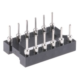 5 pcs - Preci-Dip 2.54mm Pitch Vertical 12 Way, Through Hole Turned Pin Open Frame IC Dip Socket, 1A