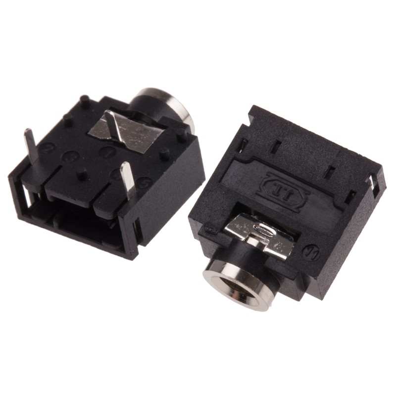 5 pcs - RS PRO Jack Connector 3.5 mm PCB Mount Stereo Socket, 3Pole
